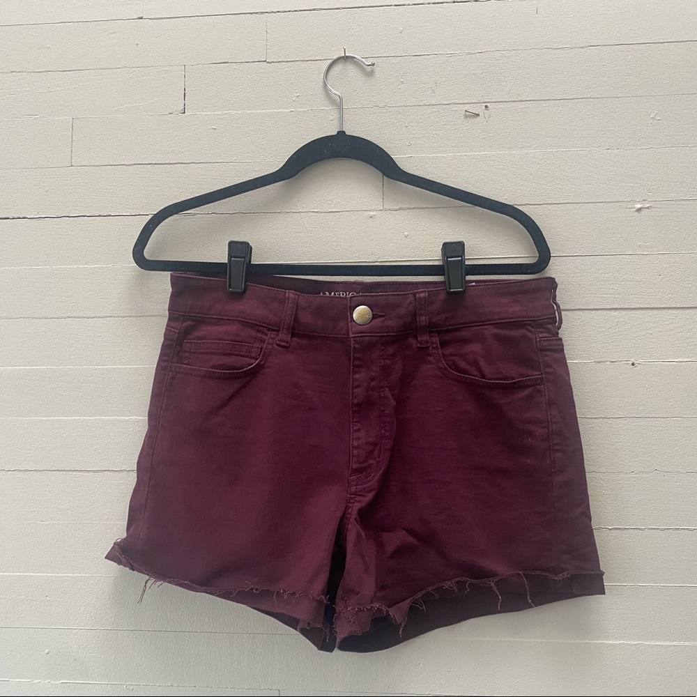 American Eagle Hi-Rise Purple Denim Shorts Size 12